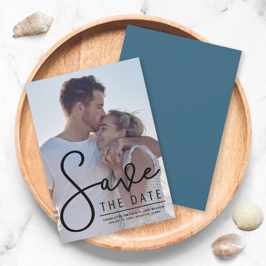 Vertical Modern Script Photo Enregistrer la carte