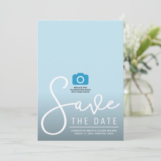 Vertical Modern Script Photo Enregistrer la carte  (Debout devant)