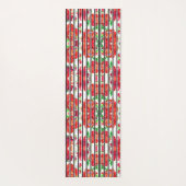 Vertical patterned fabric showcasing red flowers yogamat (Achterkant)