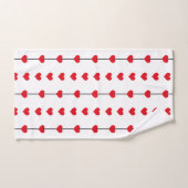 Vertical Red Heart Columns on White (Serviette à main)