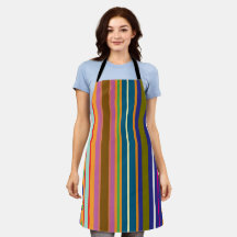 Vertical Retro Stripes Colorful Apron