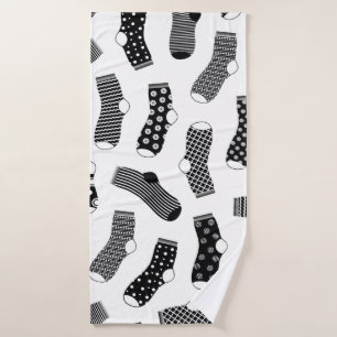 Vertical texture of striped and polka dot socks. B Badhanddoek