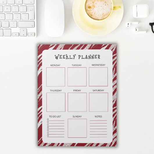 Vertical Undated Weekly Planner with Red Border Notitieblok