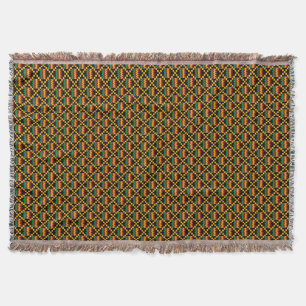 Vertical Zwart, Groen, Rood, Geel Kente Doek Deken
