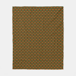 Vertical Zwart, Groen, Rood, Geel Kente Doek Fleece Deken
