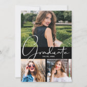 Verticale 3 Foto Zwarte Afstuderen Aankondiging (Voorkant)