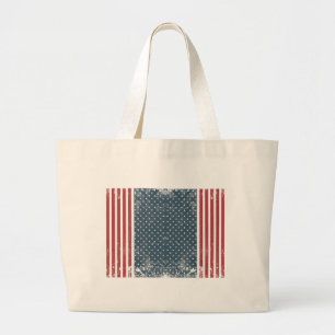 verticale amerikaanse vlag grote tote bag
