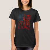 Verticale Amerikaanse vlag Patriottische linie voo T-shirt (Voorkant)