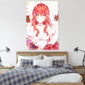 verticale anime meisjes Premium Wrapped Canvas Glo Afdruk (Insitu (Slaapkamer))