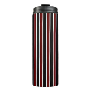 Verticale Black Maroon White Stripes Decor op Thermosbeker
