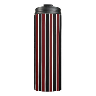 Verticale Black Maroon White Stripes Decor op Thermosbeker