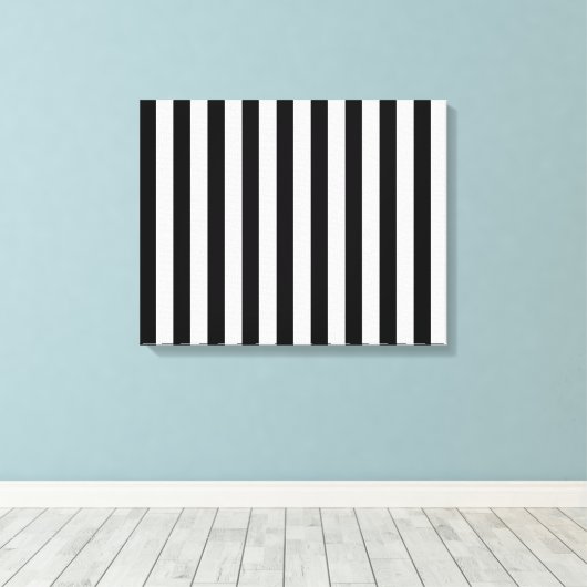 Verticale Black & White klassieke strepen Canvas Afdruk (Insitu (Houten vloer))