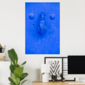 Verticale blauwe deurklopper poster (Thuiskantoor)