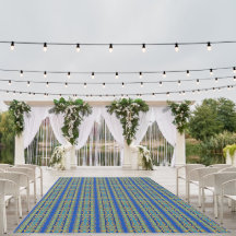 Verticale Bloemenrand Blauw Goud Groen