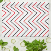 Verticale Chevron Stripe Black en Red Theedoek (Gevouwen)