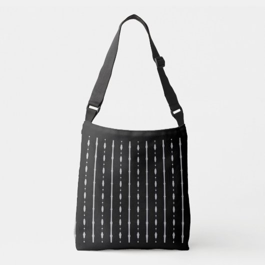 Verticale elines met elegant zwart en zilver crossbody tas (Voorkant)