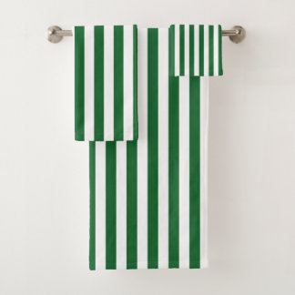 Verticale groene en witte strepen bad handdoek