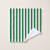 Verticale groene en witte strepen bad handdoek (Wasdoekje)