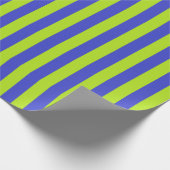 Verticale kalkgroene en blauwe strepen cadeaupapier (Hoek)