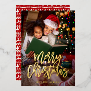 Verticale kerstkalligrafie folie uitnodiging