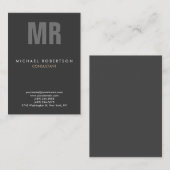 Verticale kwaliteit grijs monogram uniek visitekaartje (Voorkant / Achterkant)