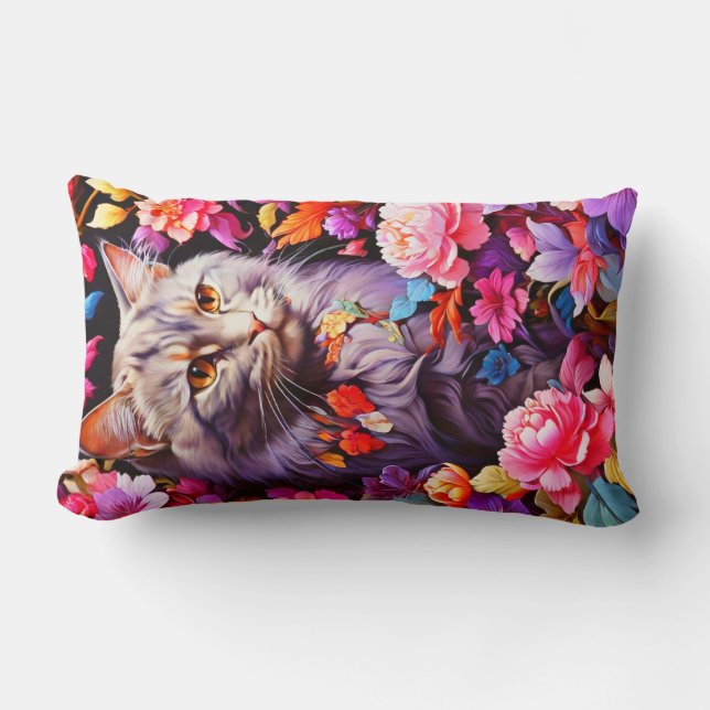 Verticale lumbale kat-thema voor Cat Lover Kussen (Voorkant)