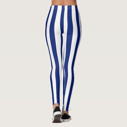 Verticale marineblauw Stripes Decor on Leggings (Achterkant)
