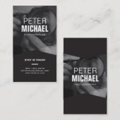 Verticale moderne, minimale donkere fotograaf visitekaartje (Voorkant / Achterkant)