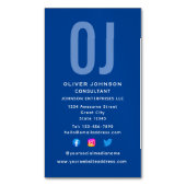 Verticale monogram Initialen Naam Blauw Wit Elke t Magnetisch Visitekaartje (Voorkant Verticaal)