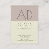 Verticale monogram minimalistisch beige kleurenren visitekaartje (Voorkant)