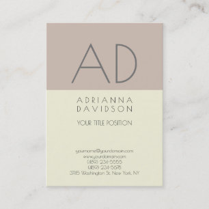 Verticale monogram minimalistisch beige kleurenren visitekaartje
