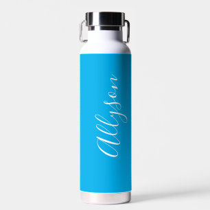 Verticale naam personaliseren, wit script, Sky Blu Waterfles