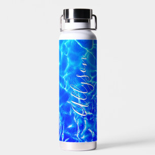 Verticale naam personaliseren Witte Schrift, Blauw Waterfles