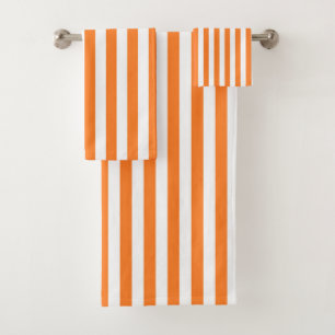 Verticale Oranje en witte strepen Bad Handdoek