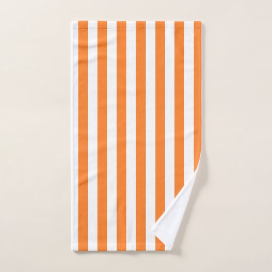 Verticale Oranje en witte strepen Bad Handdoek (Handdoek)