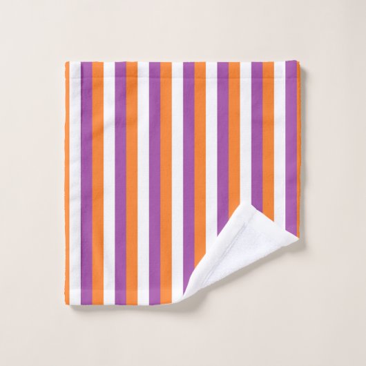 Verticale Paarse, Oranje en witte strepen Bad Handdoek (Wasdoekje)