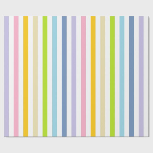 Verticale pasteelregenboog en witte strepen cadeaupapier (Vlak)