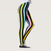 Verticale pasteelregenboog en zwarte strepen leggings (Rechts)