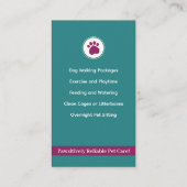 Verticale Pet Sitting Pawprint Visitekaartje (Achterkant)
