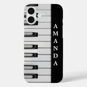 Verticale pianotoetsen met gepersonaliseerde naam iPhone 16 plus hoesje