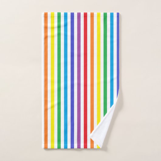 Verticale regenboog en witte strepen bad handdoek (Handdoek)