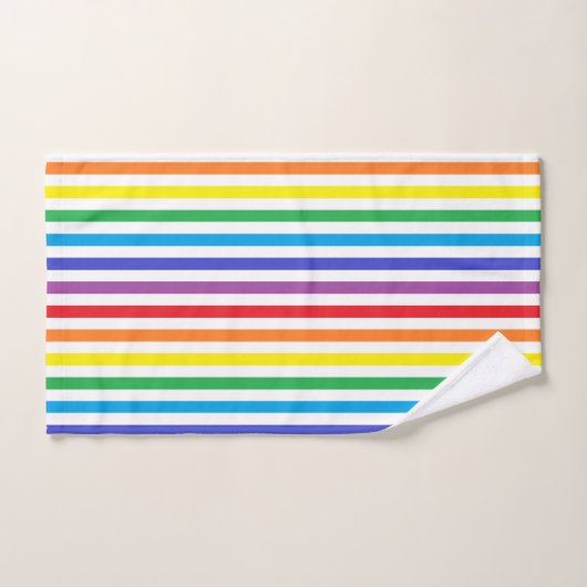 Verticale regenboog en witte strepen bad handdoek (Handdoek)