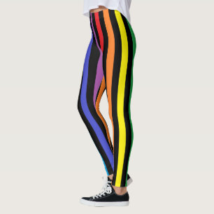Verticale regenboog en zwarte strepen leggings