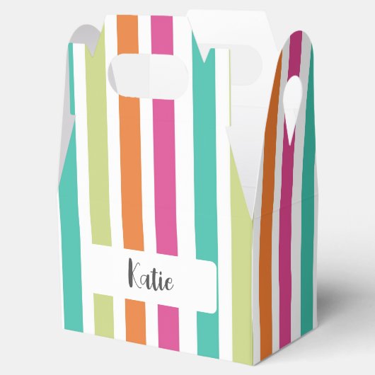 verticale regenboog strepen, kleurrijke retro-mult bedankdoosjes (Geopend)