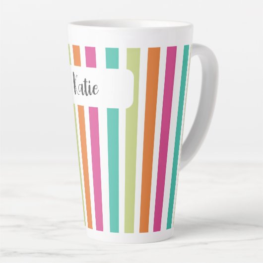 verticale regenboog strepen, kleurrijke retro-mult latte mok (Rechterhoek)