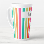 verticale regenboog strepen, kleurrijke retro-mult latte mok (Linkerhoek)