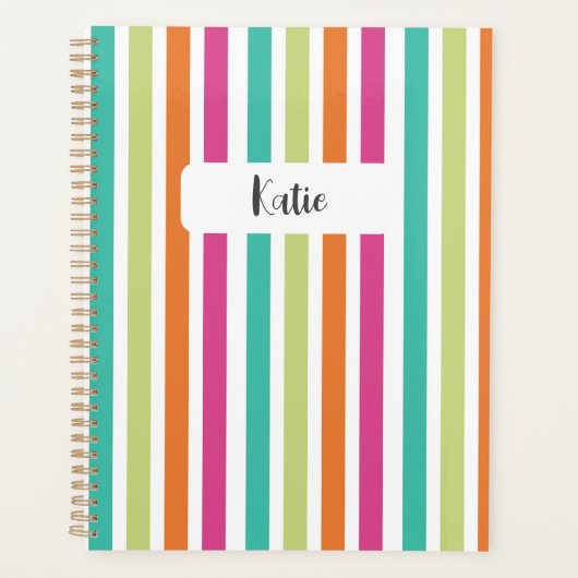 verticale regenboog strepen, kleurrijke retro-mult planner (Voorkant)
