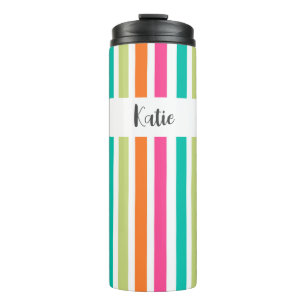 verticale regenboog strepen, kleurrijke retro-mult thermosbeker