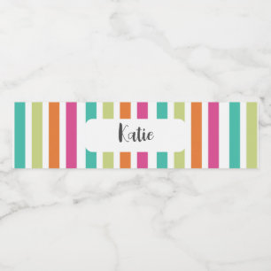 verticale regenboog strepen, kleurrijke retro-mult waterfles etiket