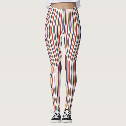 Verticale regenboogstrips Leggings (Voorkant)